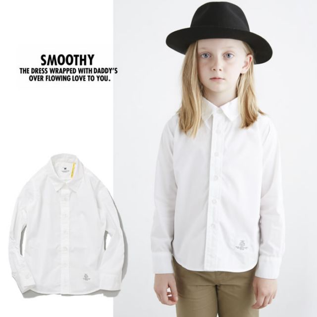 スムージー 長袖シャツ SMOOTHY [01SH-01]ブロードシャツ キッズ 定番人気シャツ 白シャツ 子供服 フォーマル オシャレ