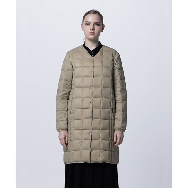 ロングダウンジャケット レディース インナージャケット DOWN Vネックボタン タイオン 体温 TAION (W101-LONG) LADIES V NECK LONG DOWN JKT ベーシック [231027]