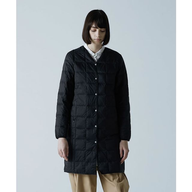 ロングダウンジャケット レディース インナージャケット DOWN Vネックボタン タイオン 体温 TAION (W101-LONG) LADIES V NECK LONG DOWN JKT ベーシック [231027]