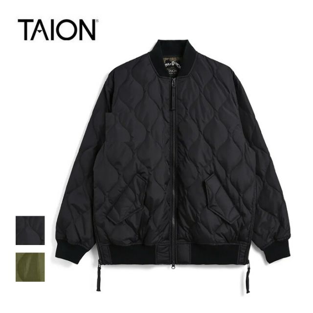 タイオン ミリタリーライン インナーダウンジャケット メンズ レディース ユニセックス TAION 111M1ML-1 MILITARY 軽量 防寒 ブラック ダークオリーブ MA-1 DOWN JKT BLK L