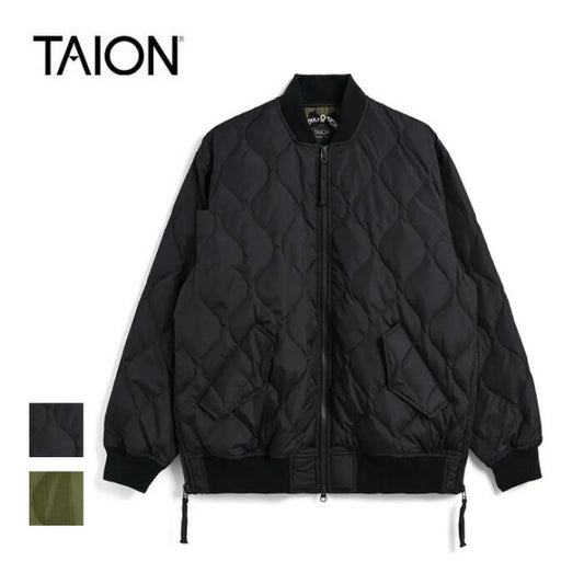 タイオン ミリタリーライン インナーダウンジャケット メンズ レディース ユニセックス TAION 111M1ML-1 MILITARY 軽量 防寒 ブラック ダークオリーブ MA-1 DOWN JKT BLK L