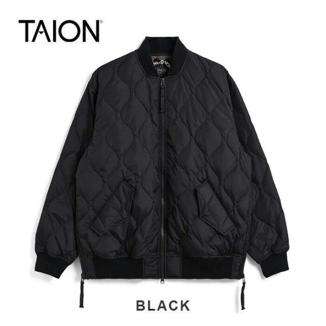 タイオン ミリタリーライン インナーダウンジャケット メンズ レディース ユニセックス TAION 111M1ML-1 MILITARY 軽量 防寒 ブラック ダークオリーブ MA-1 DOWN JKT BLK L