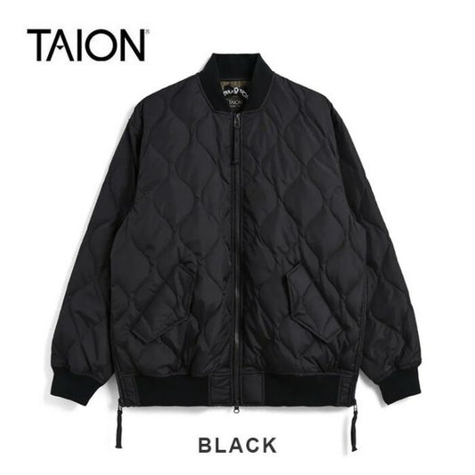 タイオン ミリタリーライン インナーダウンジャケット メンズ レディース ユニセックス TAION 111M1ML-1 MILITARY 軽量 防寒 ブラック ダークオリーブ MA-1 DOWN JKT BLK L
