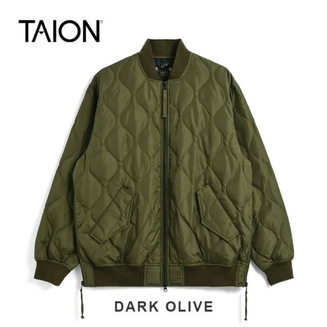 タイオン ミリタリーライン インナーダウンジャケット メンズ レディース ユニセックス TAION 111M1ML-1 MILITARY 軽量 防寒 ブラック ダークオリーブ MA-1 DOWN JKT BLK L