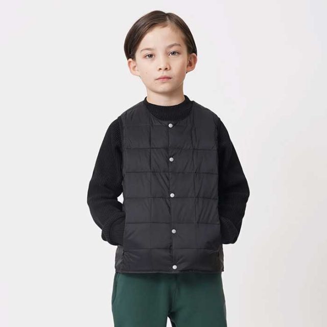 タイオン キッズ ダウンベスト TAION (Y004) CREW NECK BUTTON DOWN VEST クルーネックボタン ダウンベスト 子供 [230921]