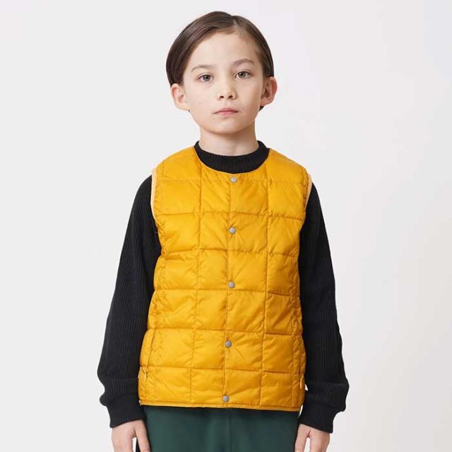 タイオン キッズ ダウンベスト TAION (Y004) CREW NECK BUTTON DOWN VEST クルーネックボタン ダウンベスト 子供 [230921]