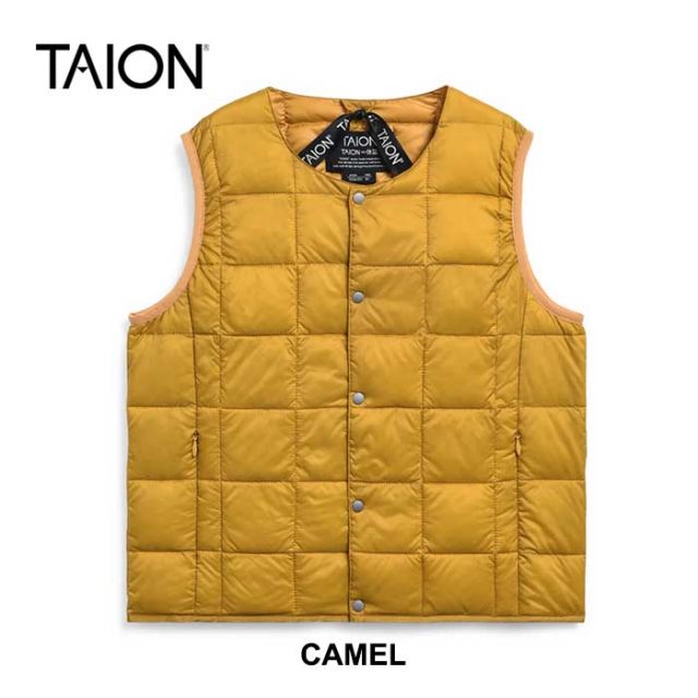 タイオン キッズ ダウンベスト TAION (Y004) CREW NECK BUTTON DOWN VEST クルーネックボタン ダウンベスト 子供 [230921]