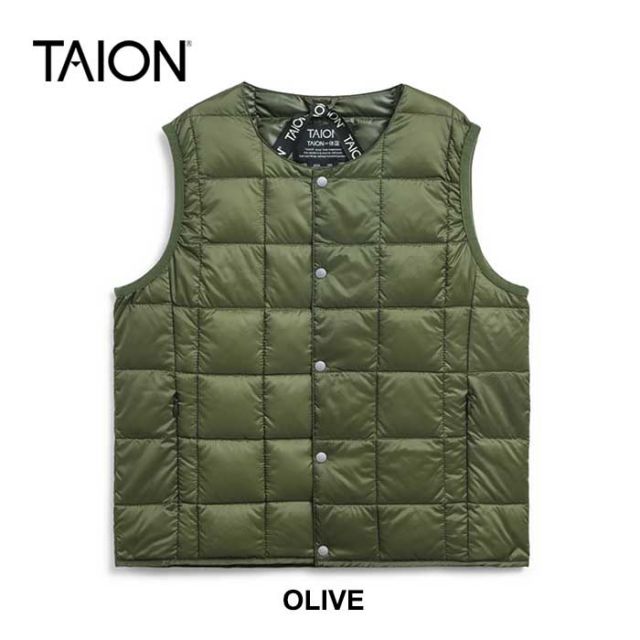 タイオン キッズ ダウンベスト TAION (Y004) CREW NECK BUTTON DOWN VEST クルーネックボタン ダウンベスト 子供 [230921]