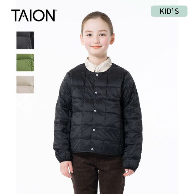 TAION タイオン キッズ ベーシック クルーネックボタン インナーダウンジャケット　TAION-K104　110-140cm [231027]