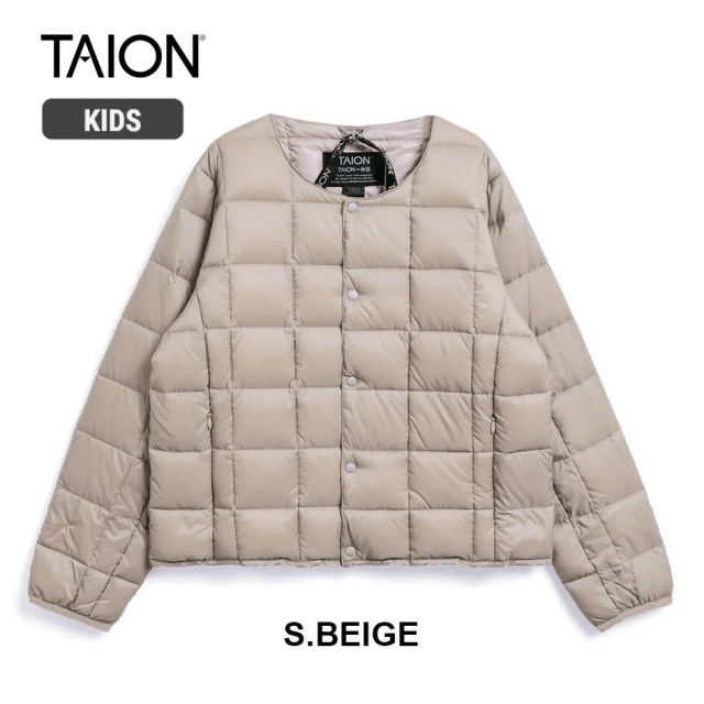 TAION タイオン キッズ ベーシック クルーネックボタン インナーダウンジャケット　TAION-K104　110-140cm [231027]
