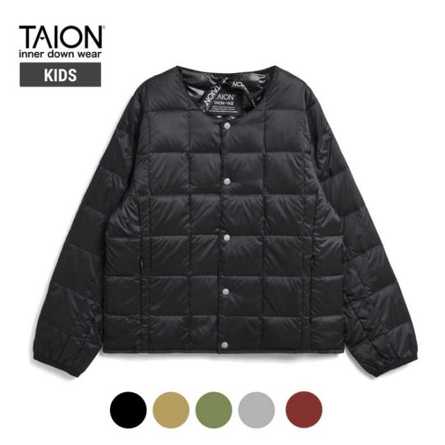 タイオン キッズ インナー ダウンジャケット TAION (Y104) CREW NECK BUTTON DOWN JKT ユース 150-160cm  [231027]