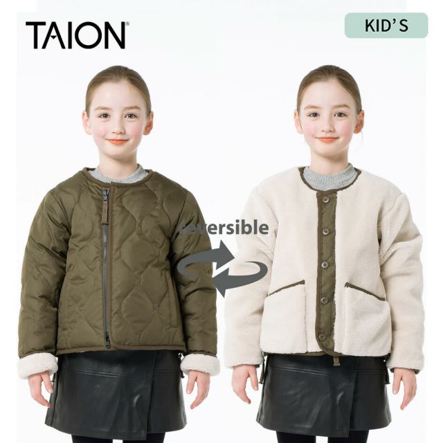 タイオン TAION リバーシブルジャケット キッズ KR104BML K M R “CREW NECK” DOWN JKT ミリタリー クルーネック ダウンジャケット