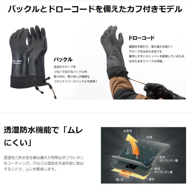 防水グローブ テムレス SHOWA TEMRES 02 WINTER BLK (LL) glove メンズ レディース スキー バイク (231128)