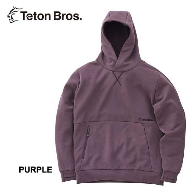 ティートンブロス パーカー フーディ メンズ tetonbros OCTA FLEECE HOODY フリース 軽量 吸湿速乾 プルオーバー ブラック パープル ストレッチ M L 秋冬 (240926)