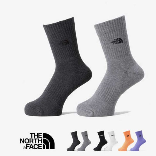 靴下 ソックス THE NORTH FACE TNF ロゴ 2P クルー TNF Logo 2P Crews 2足セット 抗菌 防臭 ユニセックス オーガニックコットン ベージュ ブラウン グレー ブラック ホワイト カーキ カジュアル NN82310 2024 秋冬 FW 正規品 メール便  ノースフェイス (240317)
