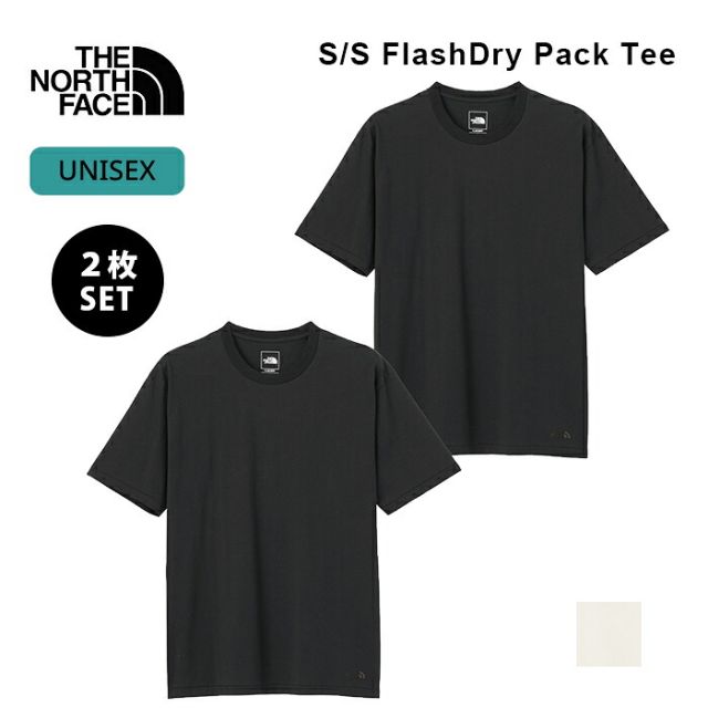 2枚セット ノースフェイス NT32542 ショートスリーブフラッシュドライパックティー 2枚組 ユニセックス NT32542 THE NORTH FACE 半袖 Tシャツ 速乾 綿100％ メンズ レディース パックT メール便