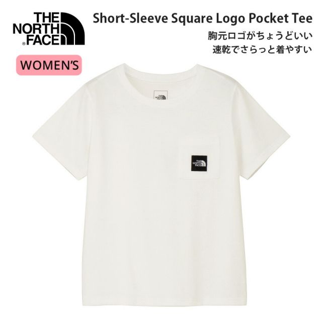 ザ・ノース・フェイス Tシャツ レディース 半袖 春 夏 THE NORTH FACE NTW82541 ノースフェイス ショートスリーブスクエアロゴポケットティー ポケットT ロゴT 速乾 カジュアル メール便 (260321)