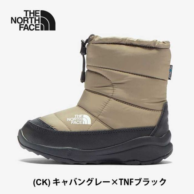 ザ・ノース・フェイス THE NORTH FACE ヌプシ ブーティ ウォータープルーフ キッズ 秋冬 防水 保温 ウィンターブーツ NFJ52287 キャバングレー×ブラック 17?22cm 19cm / 20cm / 21cm / 22cm (231003)