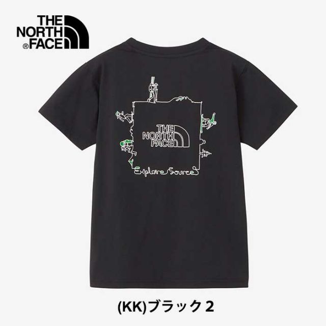 ザ・ノース・フェイス tシャツ キッズ 半袖 男の子 女の子 UVカット THE NORTH FACE NTJ12314 S/S EX SOURCE T ブラック ホワイト ポリエステル 春夏 120cm - 150cm メール便 (240421)