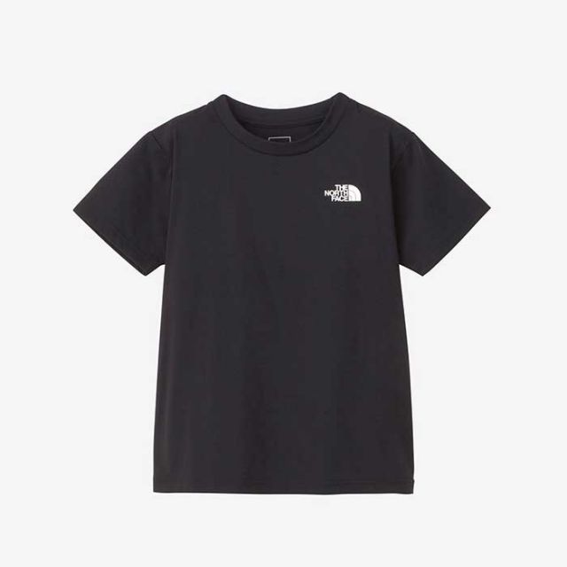 ザ・ノース・フェイス tシャツ キッズ 半袖 男の子 女の子 UVカット THE NORTH FACE NTJ12314 S/S EX SOURCE T ブラック ホワイト ポリエステル 春夏 120cm - 150cm メール便 (240421)