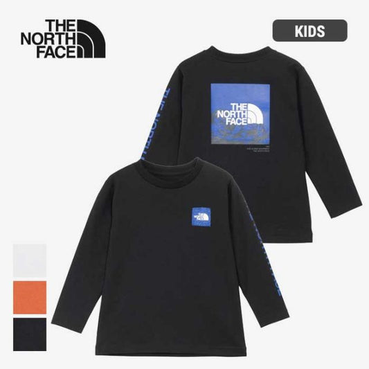 ザ・ノース・フェイス THE NORTH FACE キッズ 長袖 tシャツ ロンt トドラーロングスリーブスリーブグラフィックティー NTT32537 T L/S SV GRAPH T 女の子 男の子 男女兼用 オレンジ ブラック ホワイト オーガニックコットン 100 / 110 / 120 メール便(250126) 子供