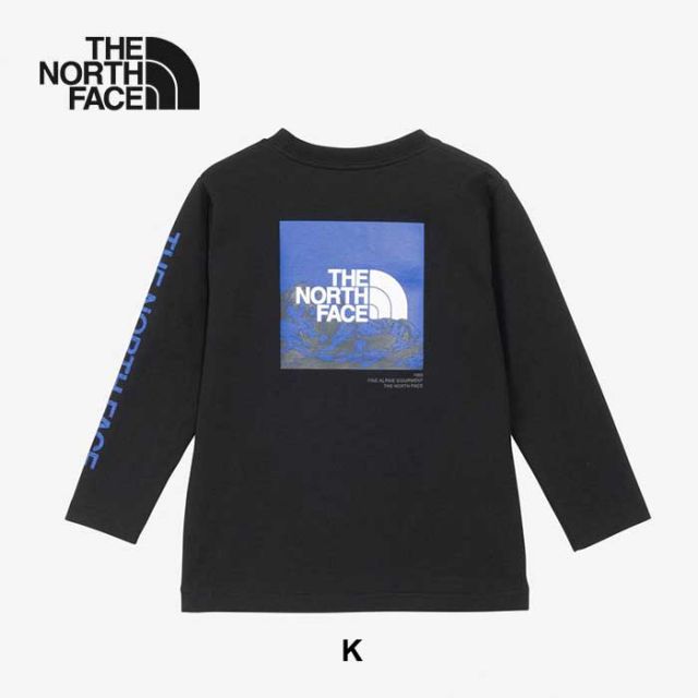 ザ・ノース・フェイス THE NORTH FACE キッズ 長袖 tシャツ ロンt トドラーロングスリーブスリーブグラフィックティー NTT32537 T L/S SV GRAPH T 女の子 男の子 男女兼用 オレンジ ブラック ホワイト オーガニックコットン 100 / 110 / 120 メール便(250126) 子供