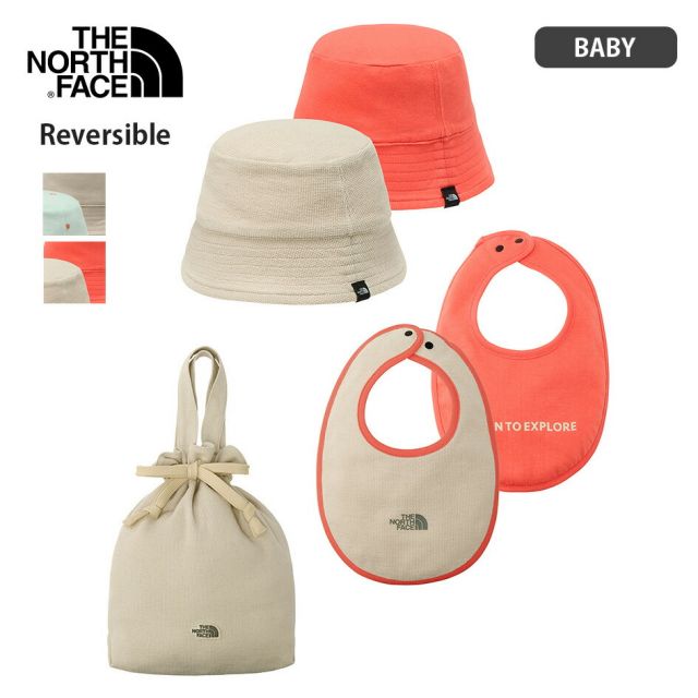 ザ・ノース・フェイス ベビー ハット＆ビブセット NNB02610 THE NORTH FACE ベビー帽子 スタイ セット オーガニックコットン リバーシブル 出産祝い ベビーギフト B HAT BIB SET (260211)