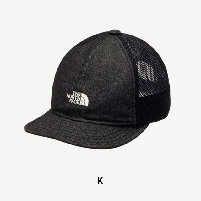 THE NORTH FACE ザ・ノース・フェイス Kids NNJ02615 K DENIM MESH CAP キッズ キャップ メッシュキャップ デニムキャップ 帽子 ロゴ刺繍 サイズ調整可能 アウトドア キャンプ 通学 公園 男の子 女の子 ID インディゴ K ブラック