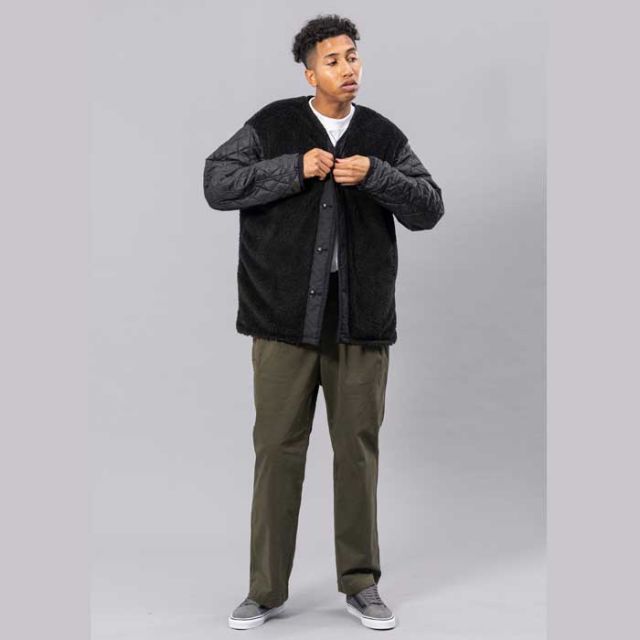 ユニフォーム アウトドア スタンダード  UNFRM OUTDOOR STANDARD AW-8124 C/P R NO COLLER CARDIGAN JK コットン／ポリエステル リバーシブル ノーカラーカーディガンジャケット アウトドア　フリース リバーシブル キャンプ (240926)