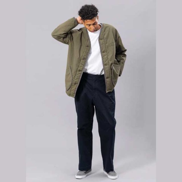 ユニフォーム アウトドア スタンダード  UNFRM OUTDOOR STANDARD AW-8124 C/P R NO COLLER CARDIGAN JK コットン／ポリエステル リバーシブル ノーカラーカーディガンジャケット アウトドア　フリース リバーシブル キャンプ (240926)