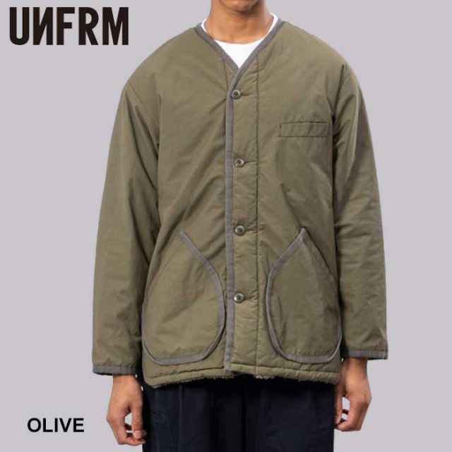 ユニフォーム アウトドア スタンダード  UNFRM OUTDOOR STANDARD AW-8124 C/P R NO COLLER CARDIGAN JK コットン／ポリエステル リバーシブル ノーカラーカーディガンジャケット アウトドア　フリース リバーシブル キャンプ (240926)