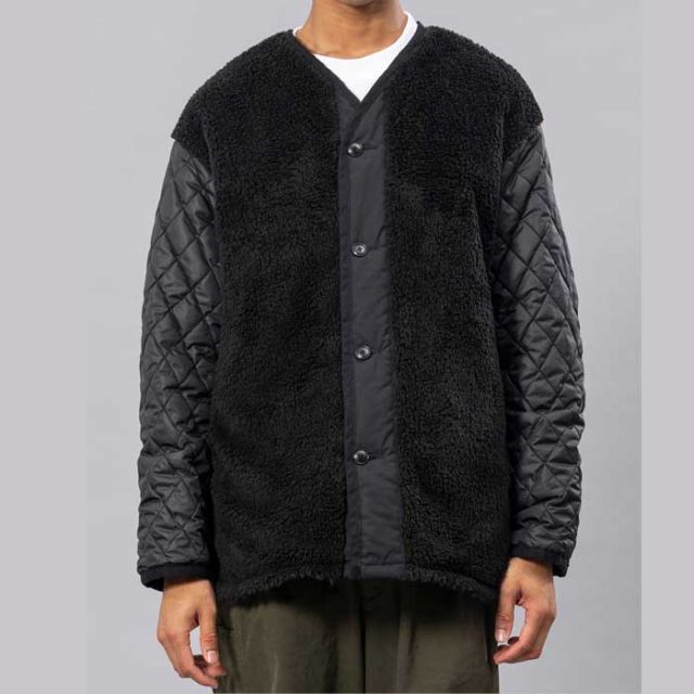 ユニフォーム アウトドア スタンダード  UNFRM OUTDOOR STANDARD AW-8124 C/P R NO COLLER CARDIGAN JK コットン／ポリエステル リバーシブル ノーカラーカーディガンジャケット アウトドア　フリース リバーシブル キャンプ (240926)