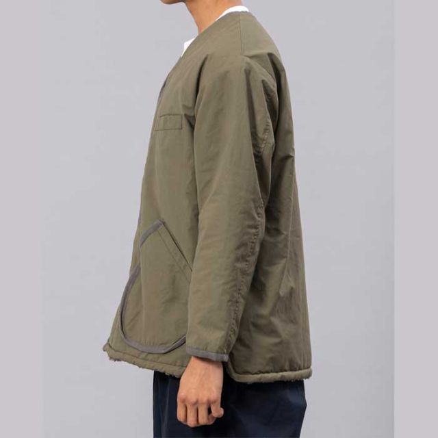 ユニフォーム アウトドア スタンダード  UNFRM OUTDOOR STANDARD AW-8124 C/P R NO COLLER CARDIGAN JK コットン／ポリエステル リバーシブル ノーカラーカーディガンジャケット アウトドア　フリース リバーシブル キャンプ (240926)