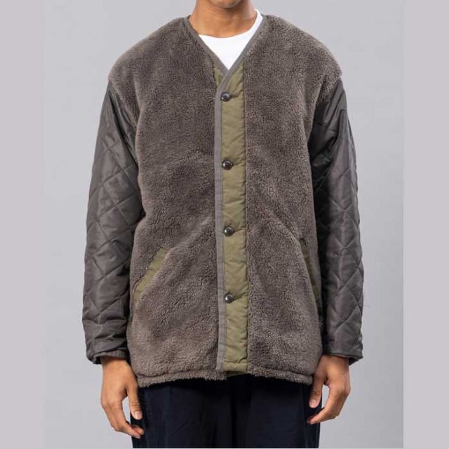 ユニフォーム アウトドア スタンダード  UNFRM OUTDOOR STANDARD AW-8124 C/P R NO COLLER CARDIGAN JK コットン／ポリエステル リバーシブル ノーカラーカーディガンジャケット アウトドア　フリース リバーシブル キャンプ (240926)