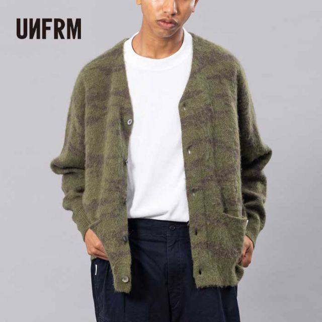 UNFRM AW-2125 MOHAIR KNIT CAMO CARDIGAN