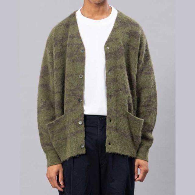 UNFRM AW-2125 MOHAIR KNIT CAMO CARDIGAN