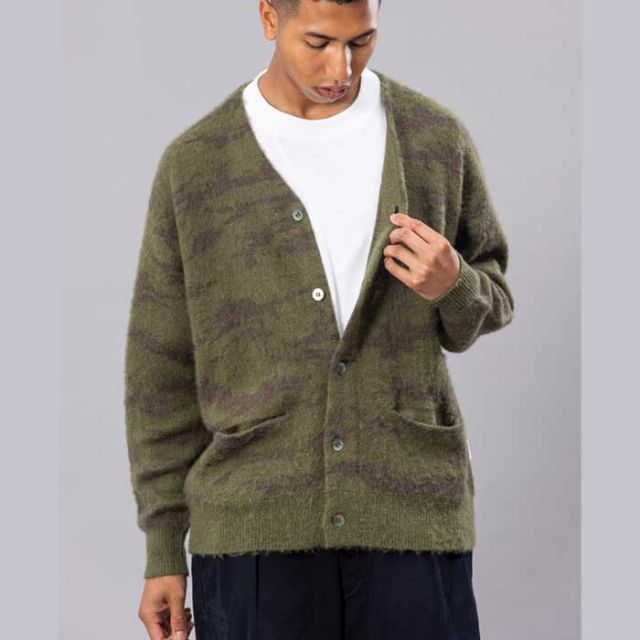 UNFRM AW-2125 MOHAIR KNIT CAMO CARDIGAN