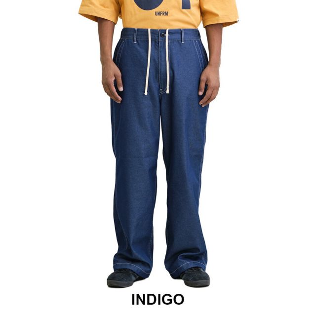 UNFRM ワイドパンツ ECOPET C/P TECH DENIM FIELD WIDE PANTS ユニフォームアウトドアスタンダード デニムパンツ メンズ リサイクルポリエステル 吸汗速乾 イージーパンツ アウトドア カジュアル (260408)